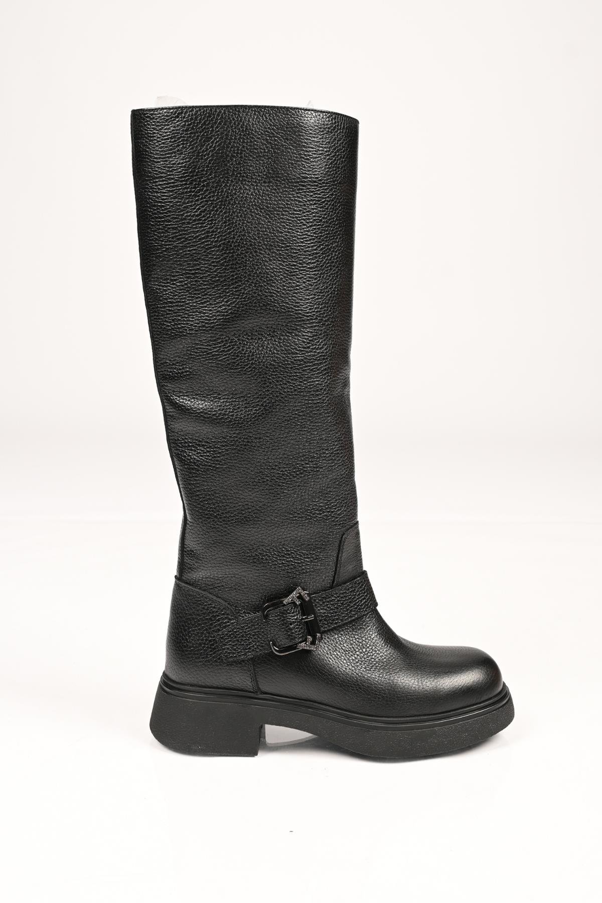 Bestello Bağcıksız Termo Taban Hakiki Deri Çizme 334-1500 Kadın Çizme334-1500_SIYAH_36High Boots