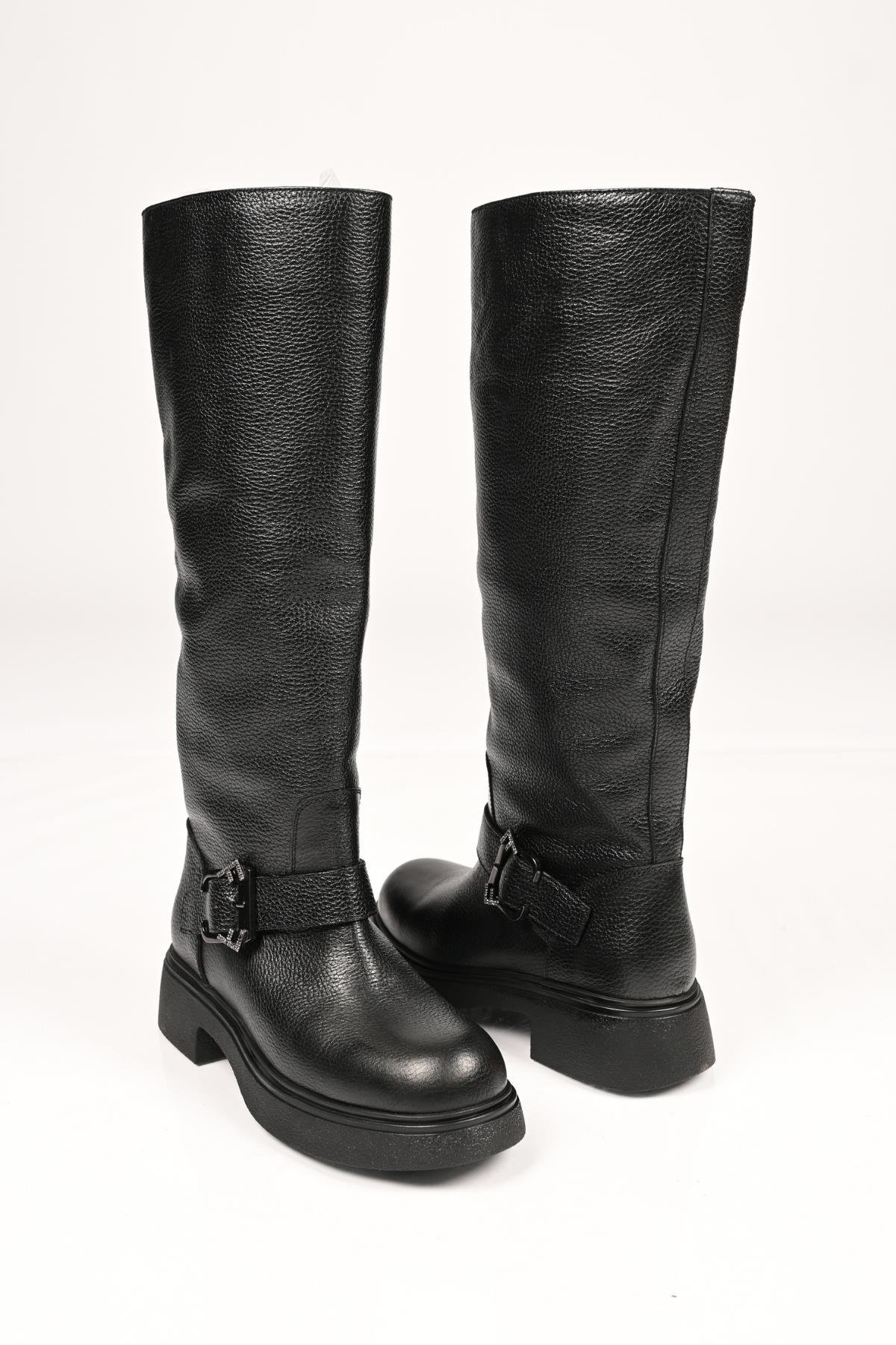 Bestello Bağcıksız Termo Taban Hakiki Deri Çizme 334-1500 Kadın Çizme334-1500_SIYAH_36High Boots