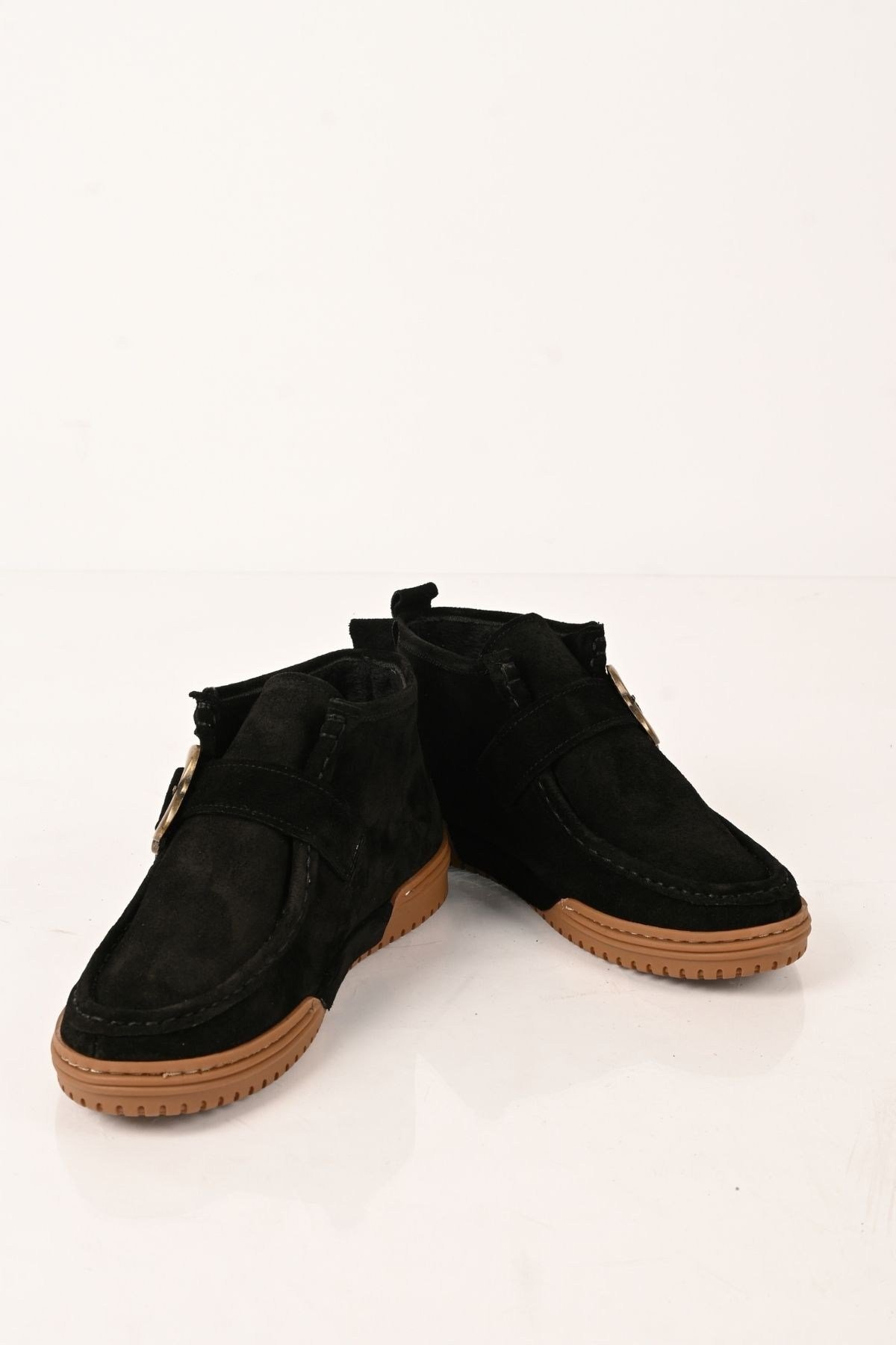 Bestello Bağcıksız Tokalı Hakiki Deri Kısa Bot 341-1200 Kadın Bot341-1200_SIYAH SUET_36Casual Boots
