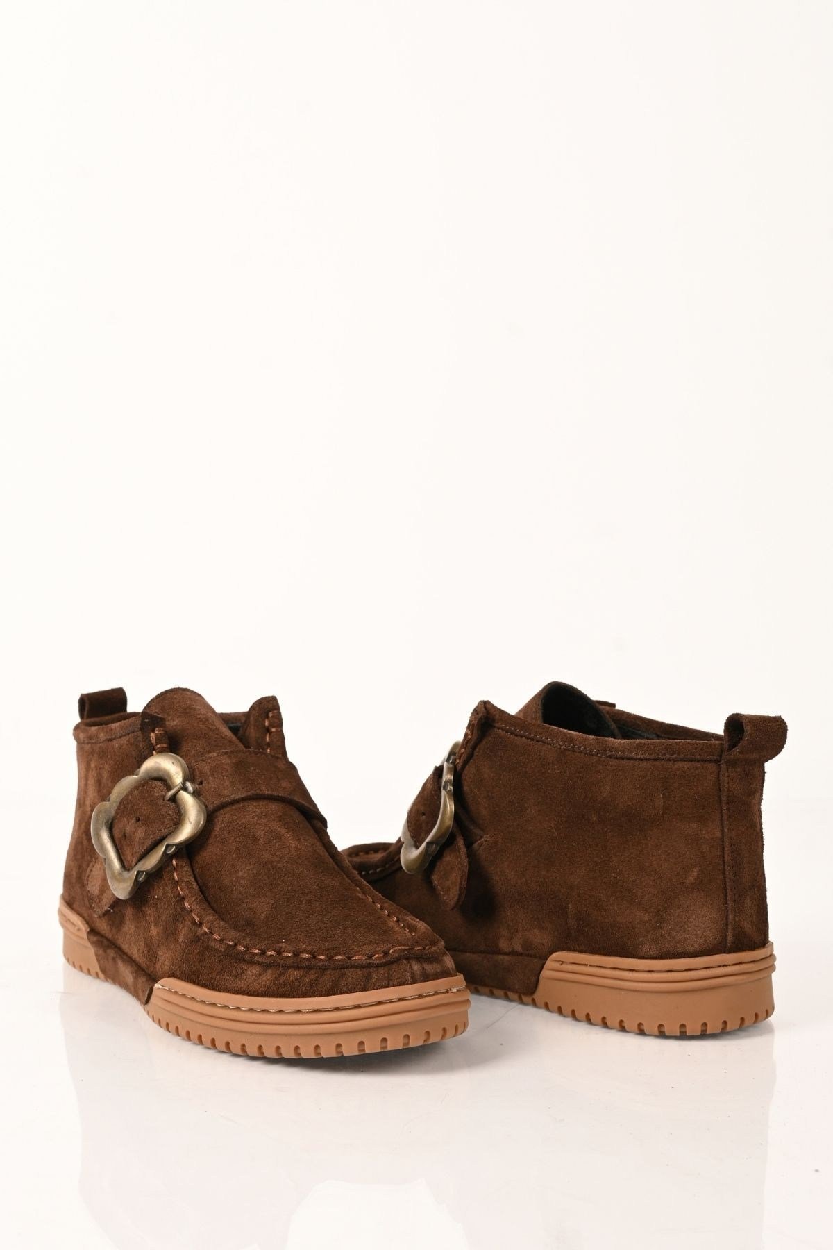 Bestello Bağcıksız Tokalı Hakiki Deri Kısa Bot 341-1200 Kadın Bot341-1200_KAHVE SUET_36Casual Boots