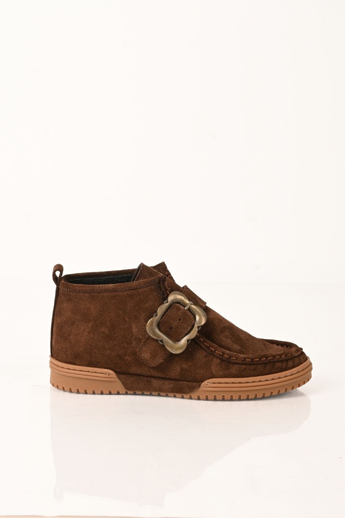 Bestello Bağcıksız Tokalı Hakiki Deri Kısa Bot 341-1200 Kadın Bot341-1200_KAHVE SUET_36Casual Boots