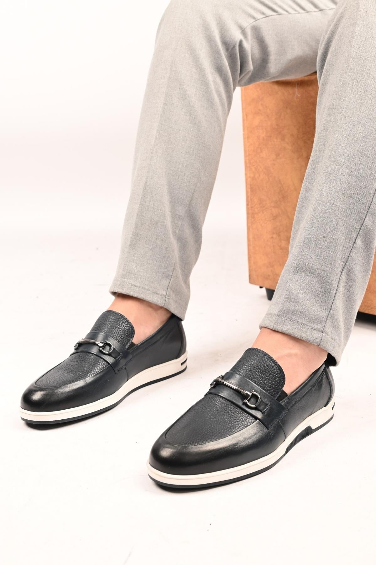 Bestello Bağcıksız Tokalı Loafer Termo Taban Hakiki Deri 333-5582 Erkek Ayakkabı333-5582_LACIVERT_40Loafer