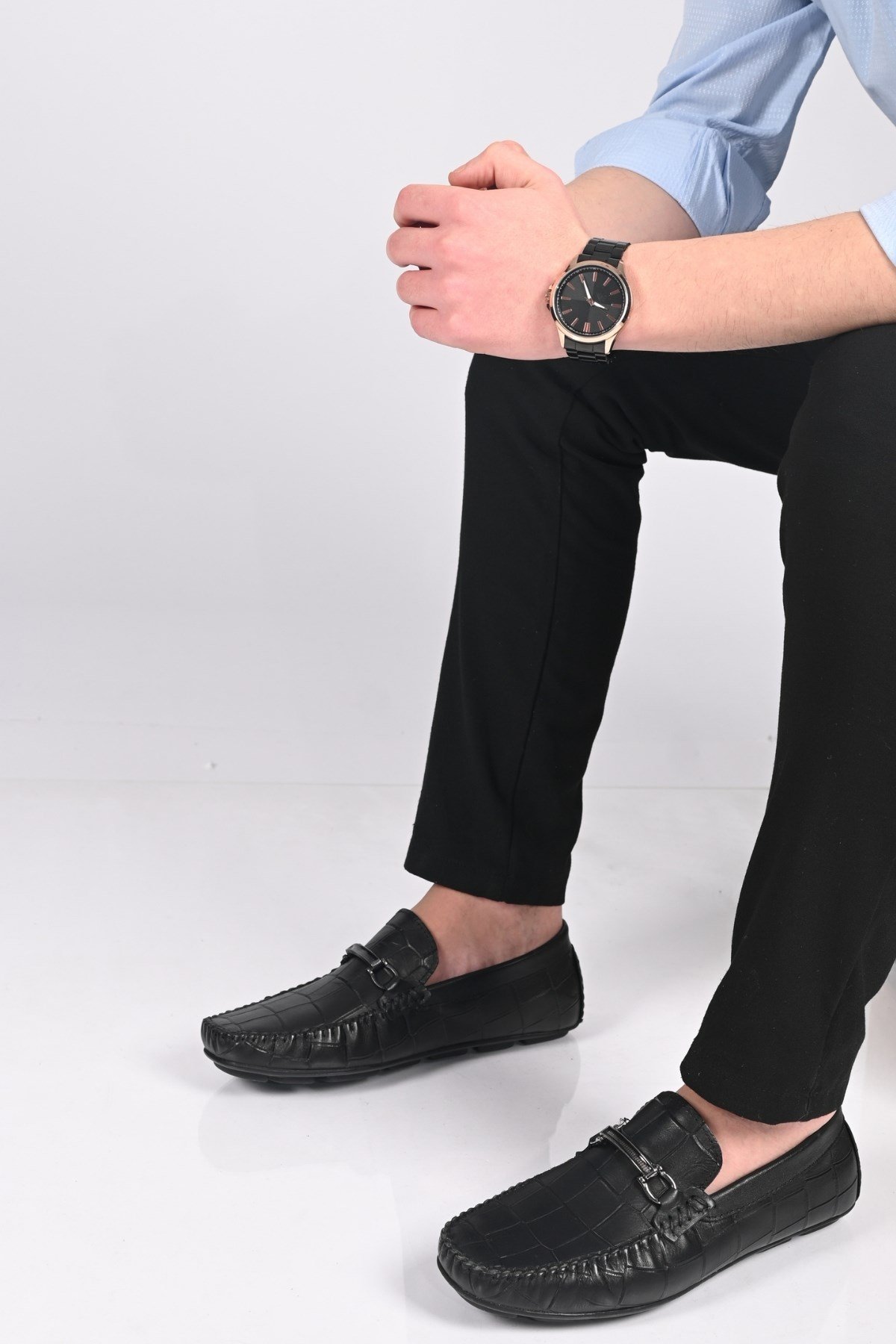 Bestello Bağcıksız Tokalı Poliüretan Taban Hakiki Deri Loafer 028-1070 Erkek Ayakkabı028-1070_SIYAH_40Loafer