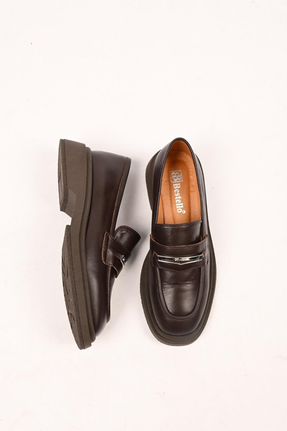 Bestello Bağcıksız Tokalı Termo Taban Hakiki Deri Casual 334-1845-28 Kadın Ayakkabı334-1845-28_KAHVE_36Casuals