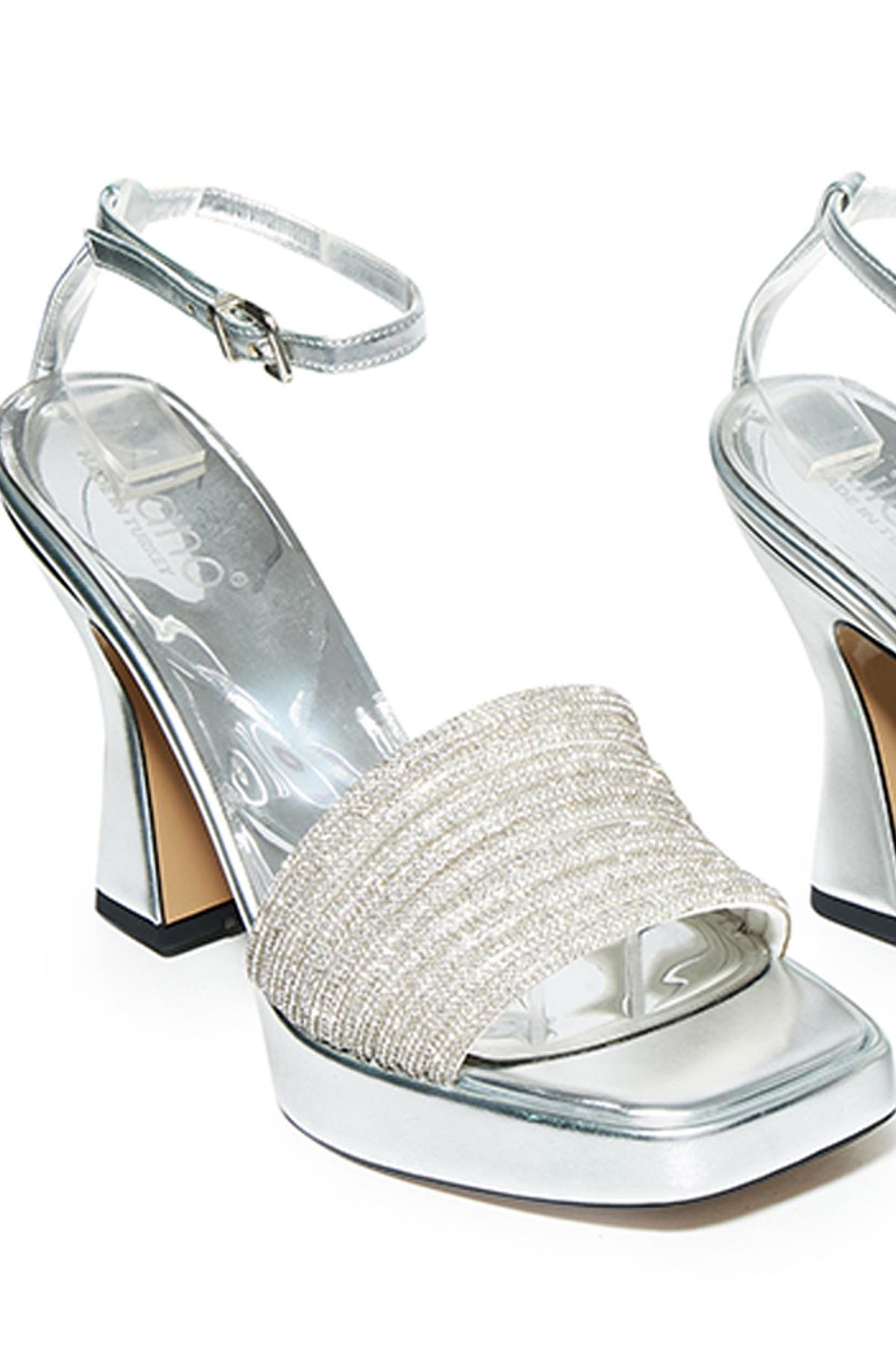 Bestello Taşlı Neolit Taban Kalın Topuklu Ayakkabı 331-887 Kadın Ayakkabı331-887_GUMUS_36Thick Heels