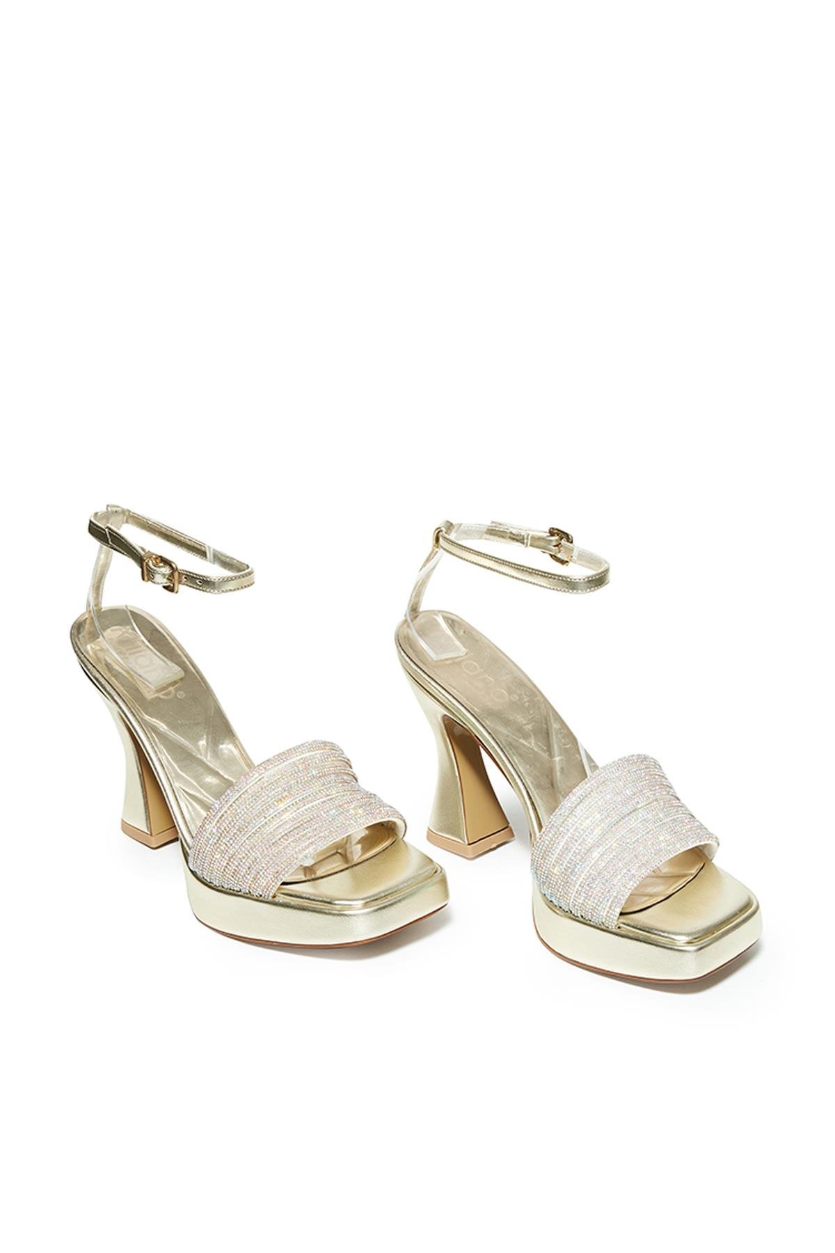 Bestello Taşlı Neolit Taban Kalın Topuklu Ayakkabı 331-887 Kadın Ayakkabı331-887_ALTIN_36Thick Heels