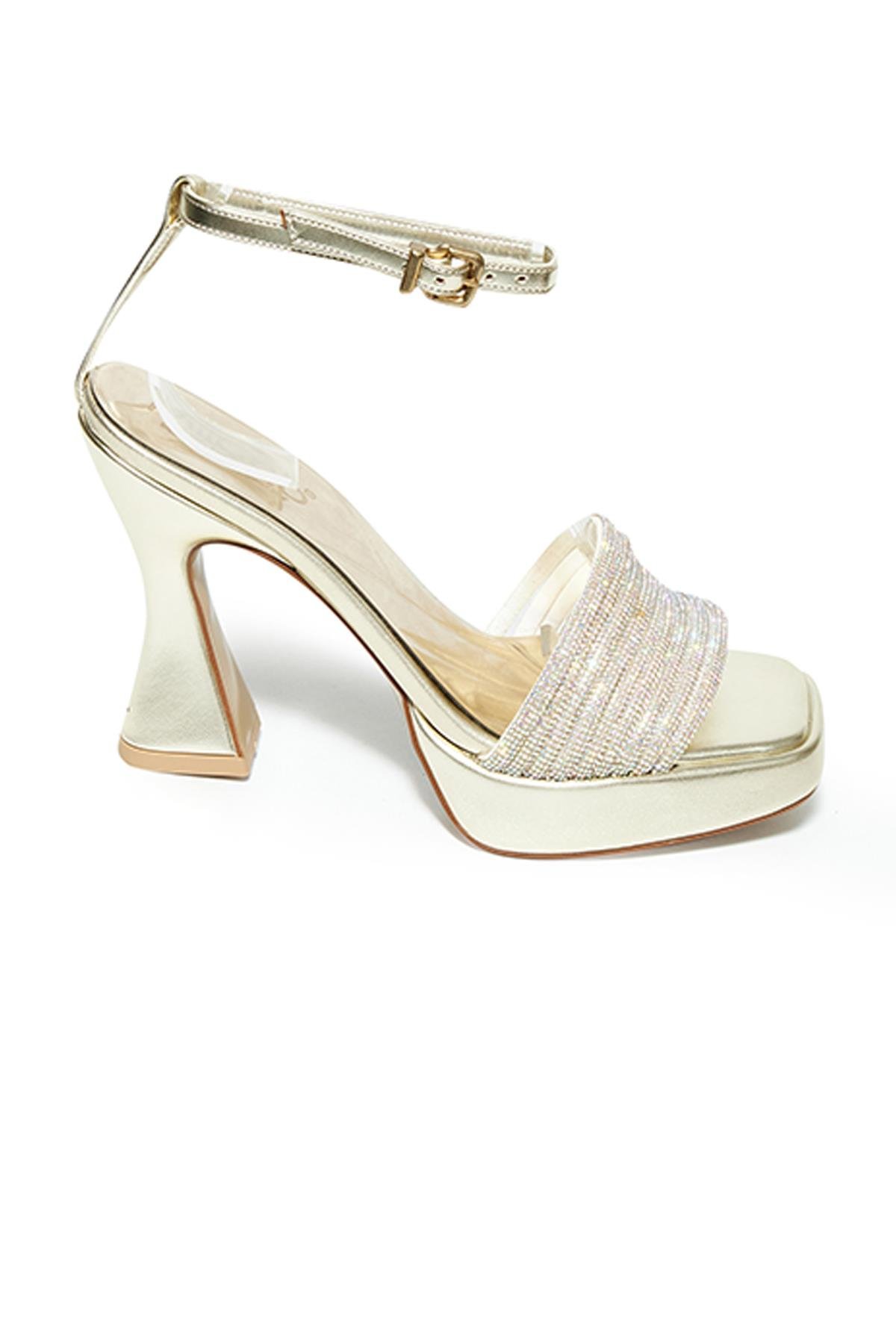 Bestello Taşlı Neolit Taban Kalın Topuklu Ayakkabı 331-887 Kadın Ayakkabı331-887_ALTIN_36Thick Heels