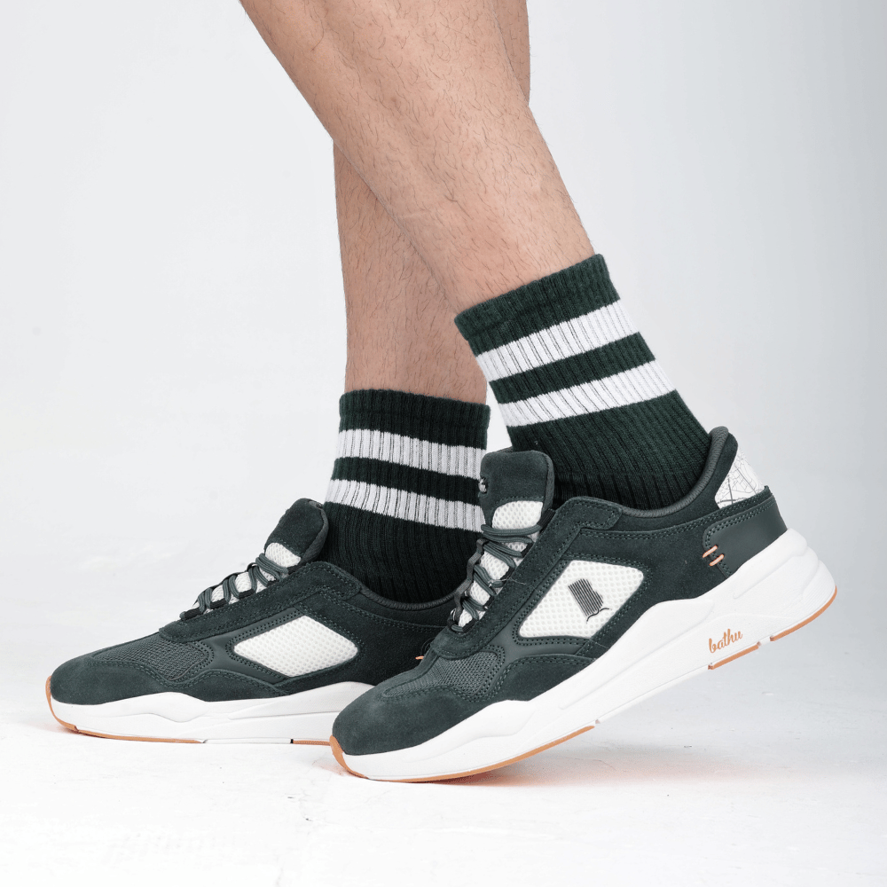 Bathu 10/43 Erkek Deri Sneaker - KOYU YEŞİL