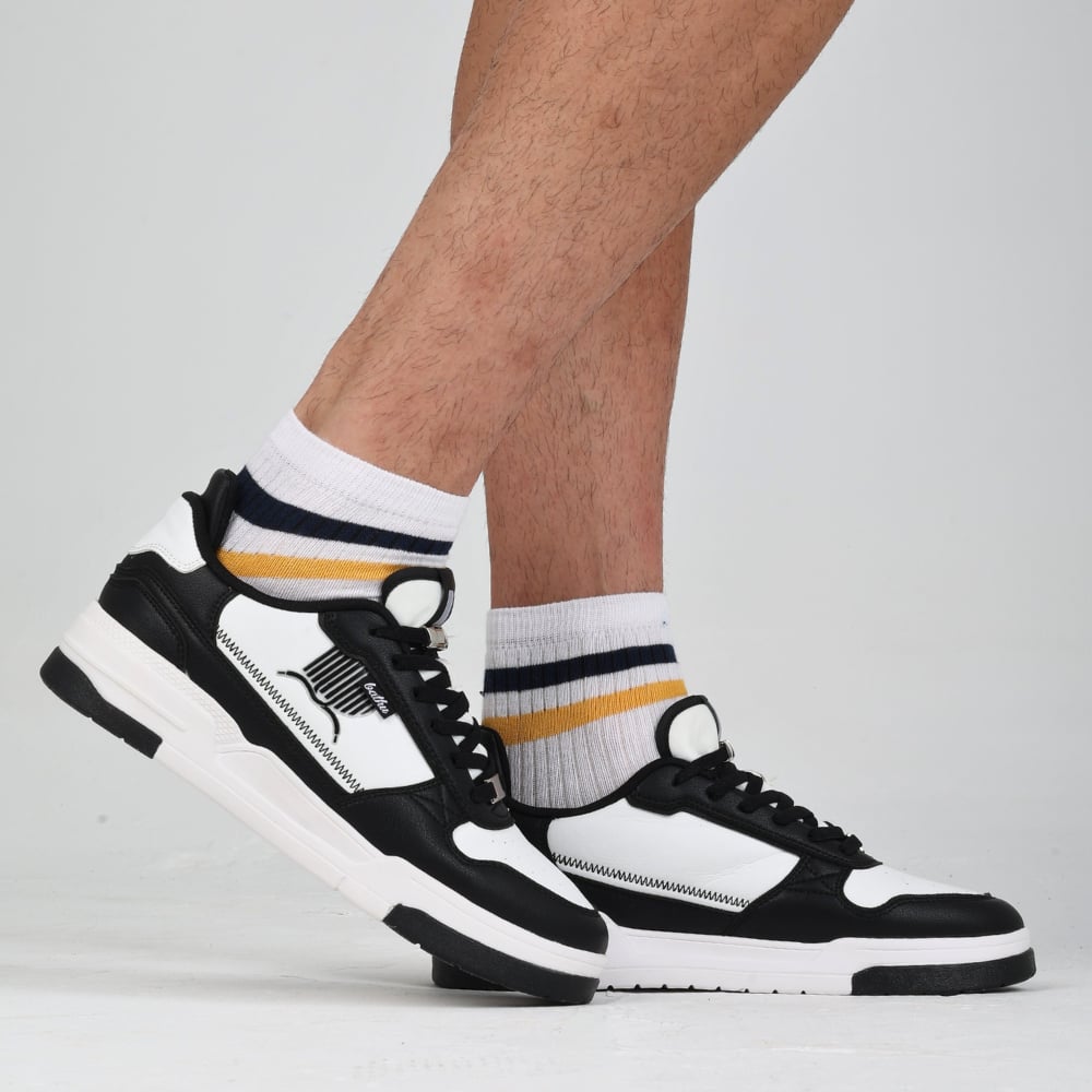 Bathu Journey Erkek Deri Sneaker - SIYAH BEYAZ
