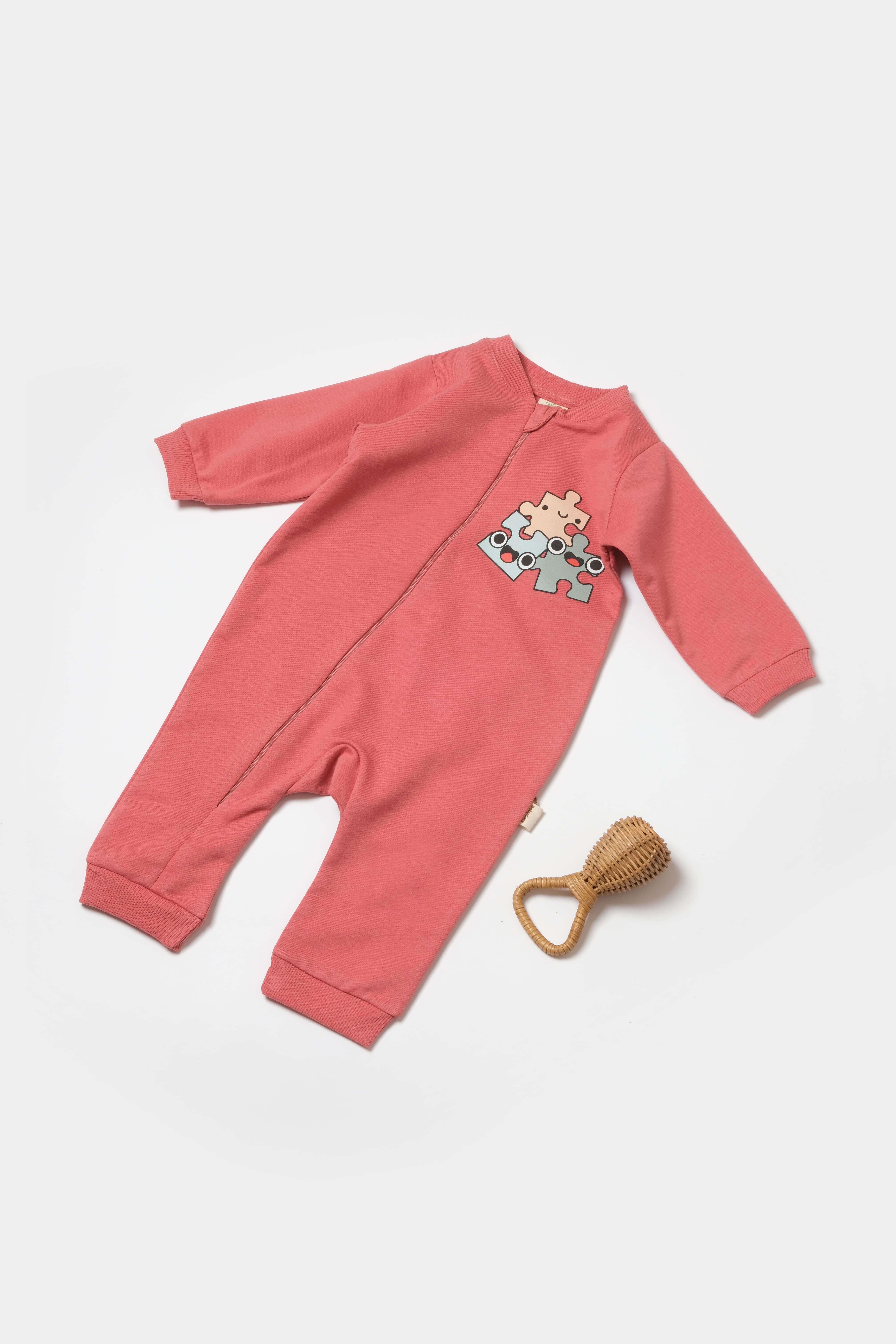 BabyCosy Organik Fermuarlı Tulum, %100 Organik Pamuk, Bebek Ve Yenidoğan Serisi - Csy8030