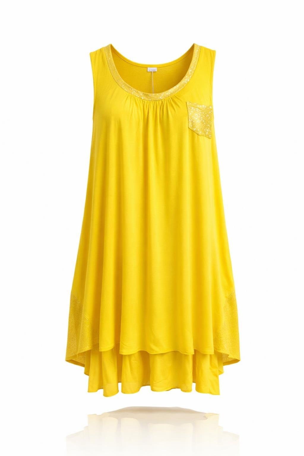 Made in Italy %100 Viskoz Doğal Dokulu Hamile Elbisesi - Sarı