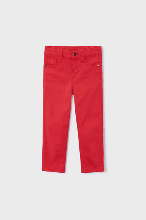 Mayoral Erkek Çocuk Slim Fit Basic Gabardin Pantolon - Mercan Kırmızısı