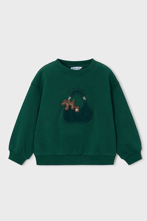 Mayoral Kız Çocuk Yeşil Çanta Aplikeli Sweatshirt