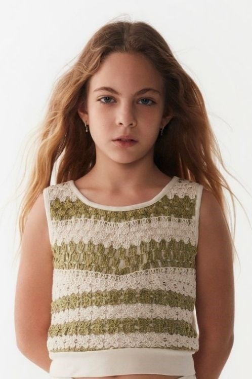 NK Kids Triko Detaylı Crop Bluz ve Lyocell Şort Takımı