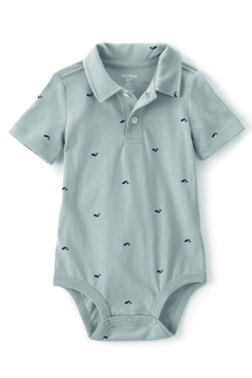 OshKosh Balina Baskılı Polo Yaka Shortall Tulum Body Erkek Bebek