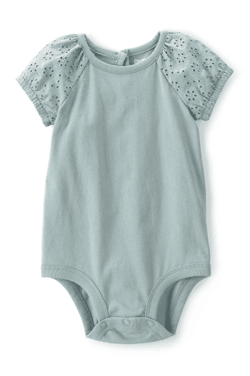 OshKosh Fisto Kollu Çıtçıtlı Tulum Body Kız Bebek Adaçayı Yeşili