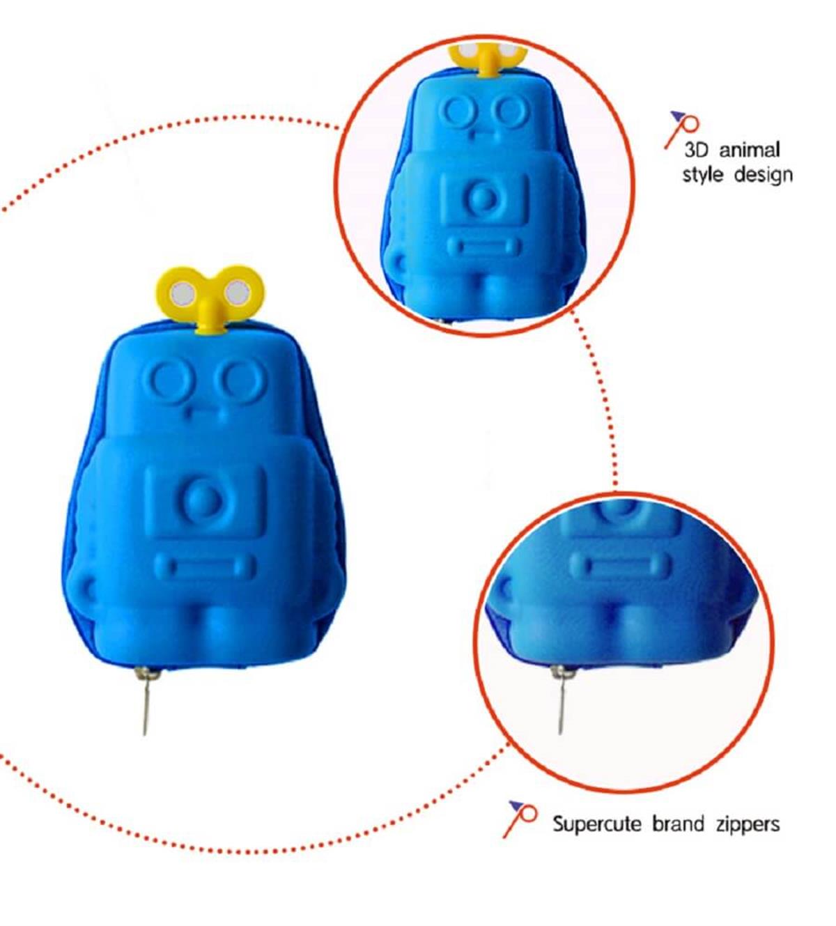 Supercute Mini Anahtar Bozuk Para Çantası - Blue Robot