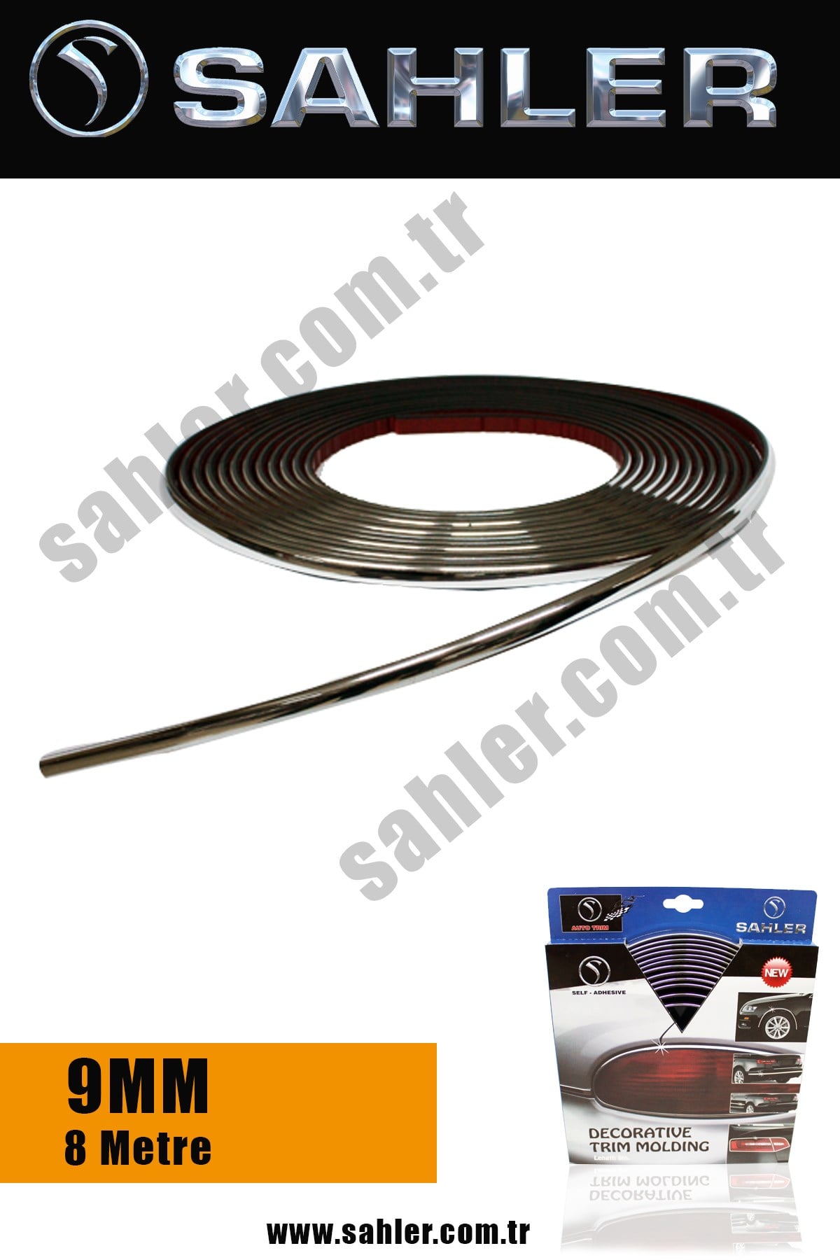 SAHLER 8 Metre *9mm Krom Dekoratif Oto Çıtası