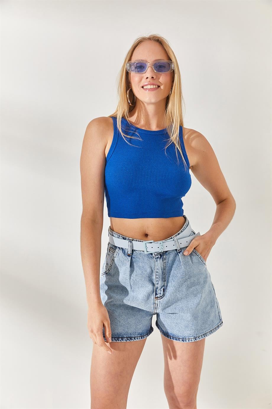 3'lü Paket Crop Fitilli Body Saks-Turuncu-Pembe
