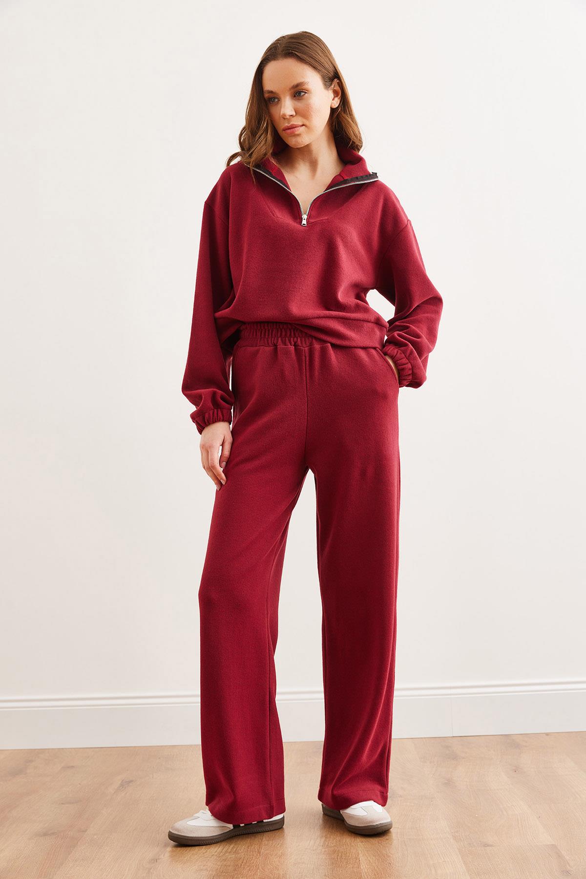 Alt Üst Polo Yaka Selanik Takım Bordo