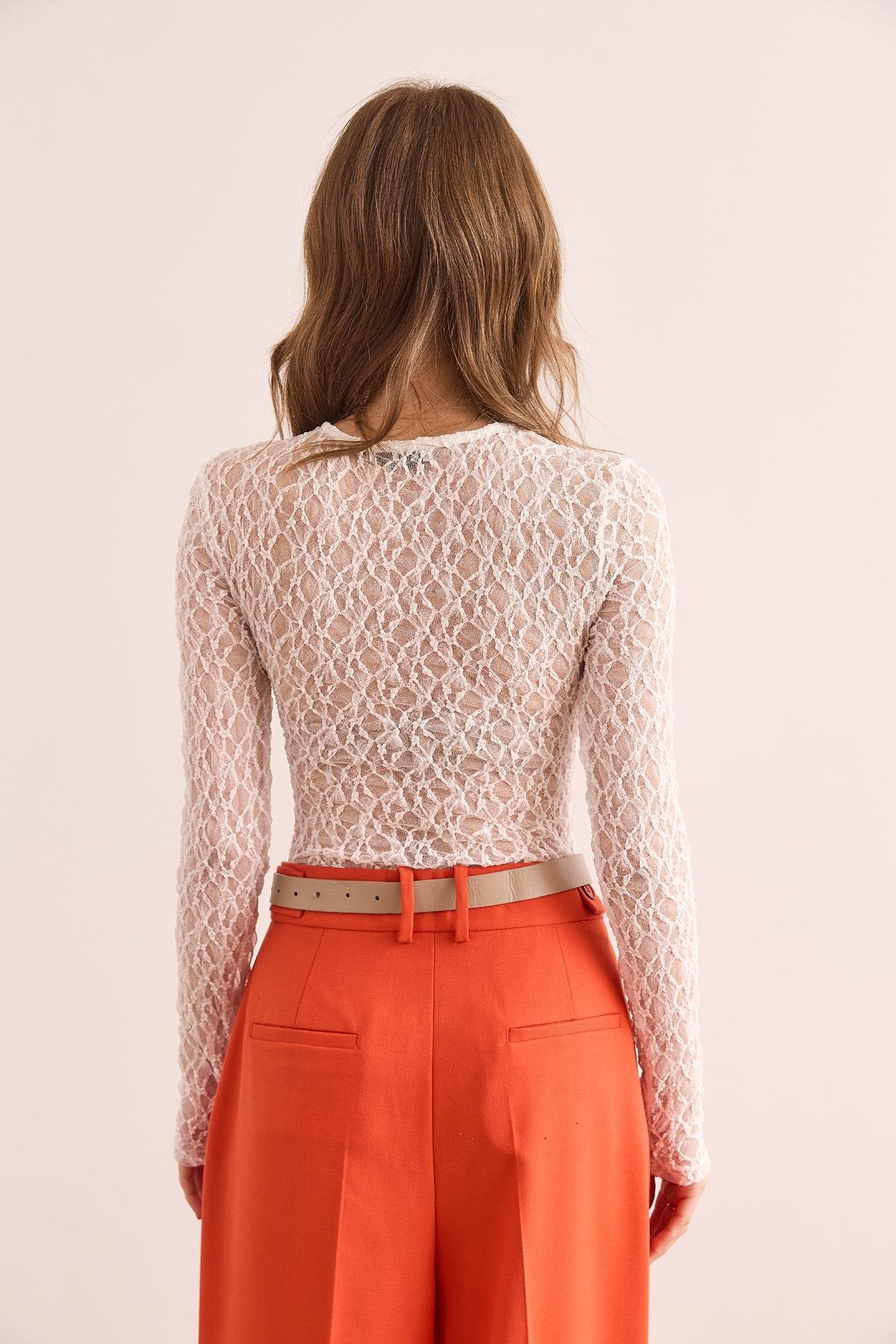 Altı Çıtçıt lı Esnek Bodysuit Beyaz