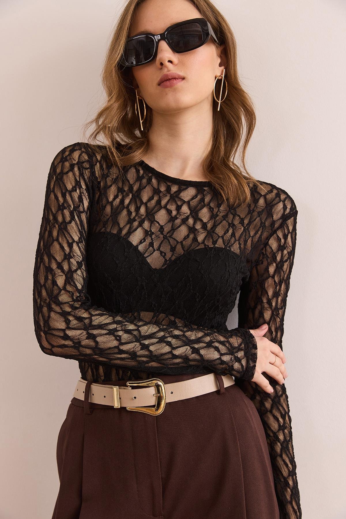 Altı Çıtçıt lı Esnek Bodysuit Siyah
