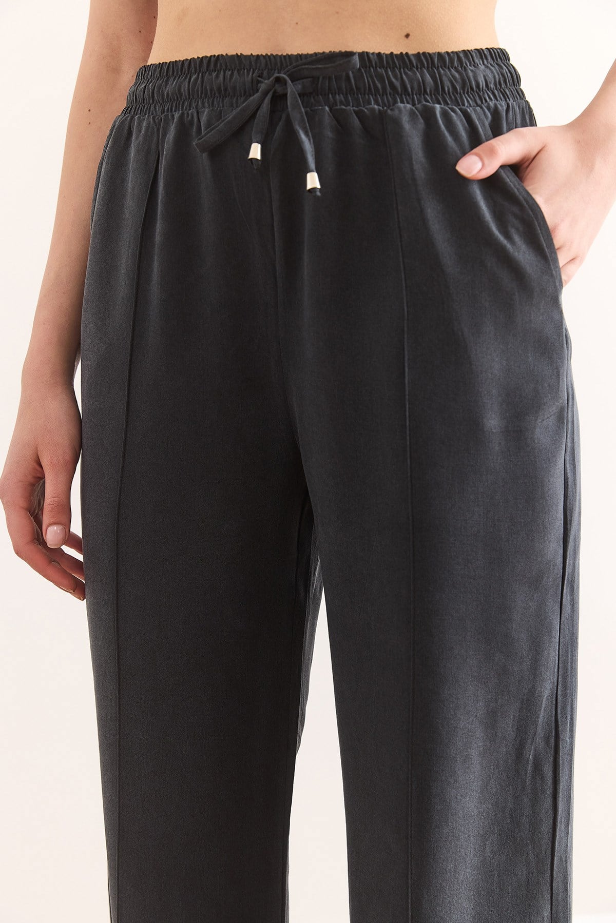 Beli Lastikli Cepli Tensel Pantolon Antrasit