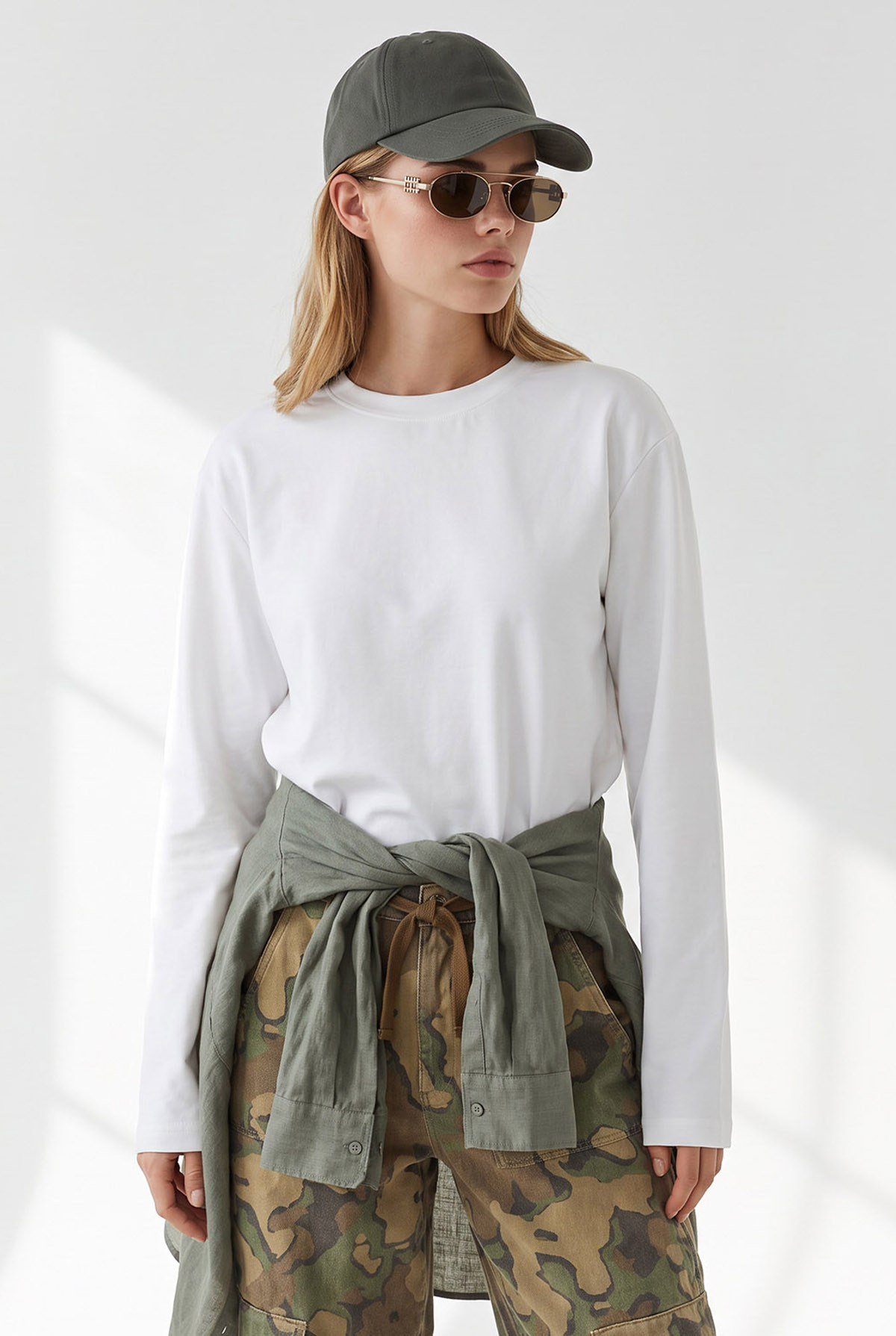 Bisiklet Yaka Modal Tuşeli Dökümlü Basic Sweatshirt Beyaz