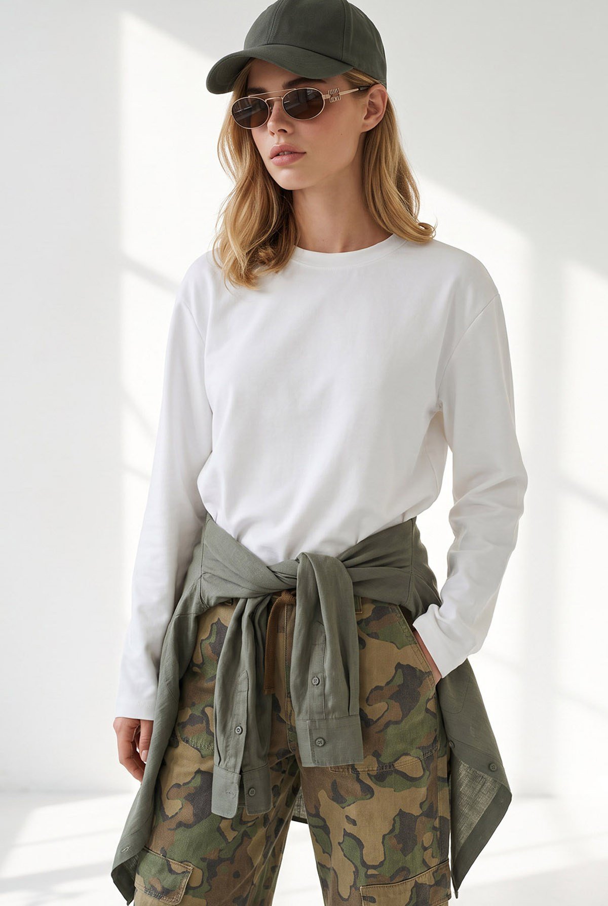 Bisiklet Yaka Modal Tuşeli Dökümlü Basic Sweatshirt Beyaz