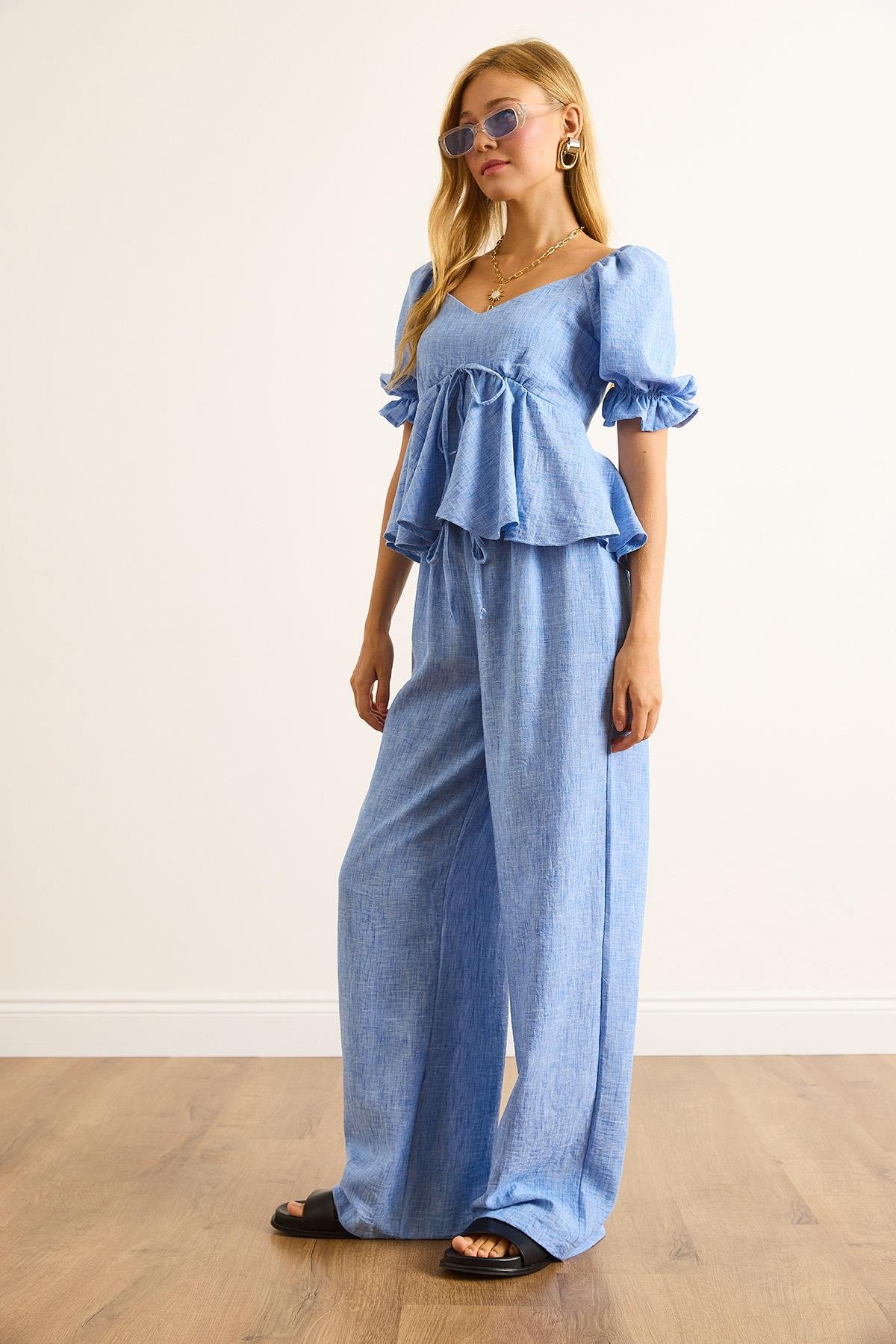 Bluz Pantolon 2 li Takım Mavi