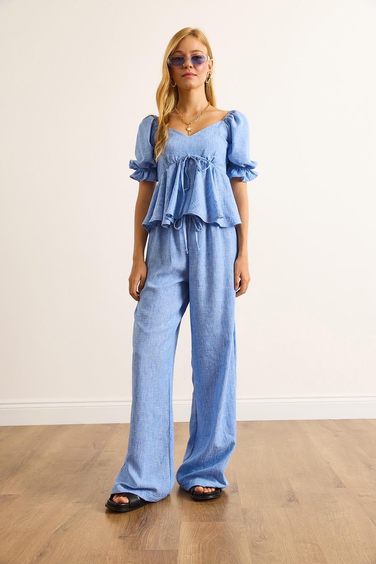 Bluz Pantolon 2 li Takım Mavi