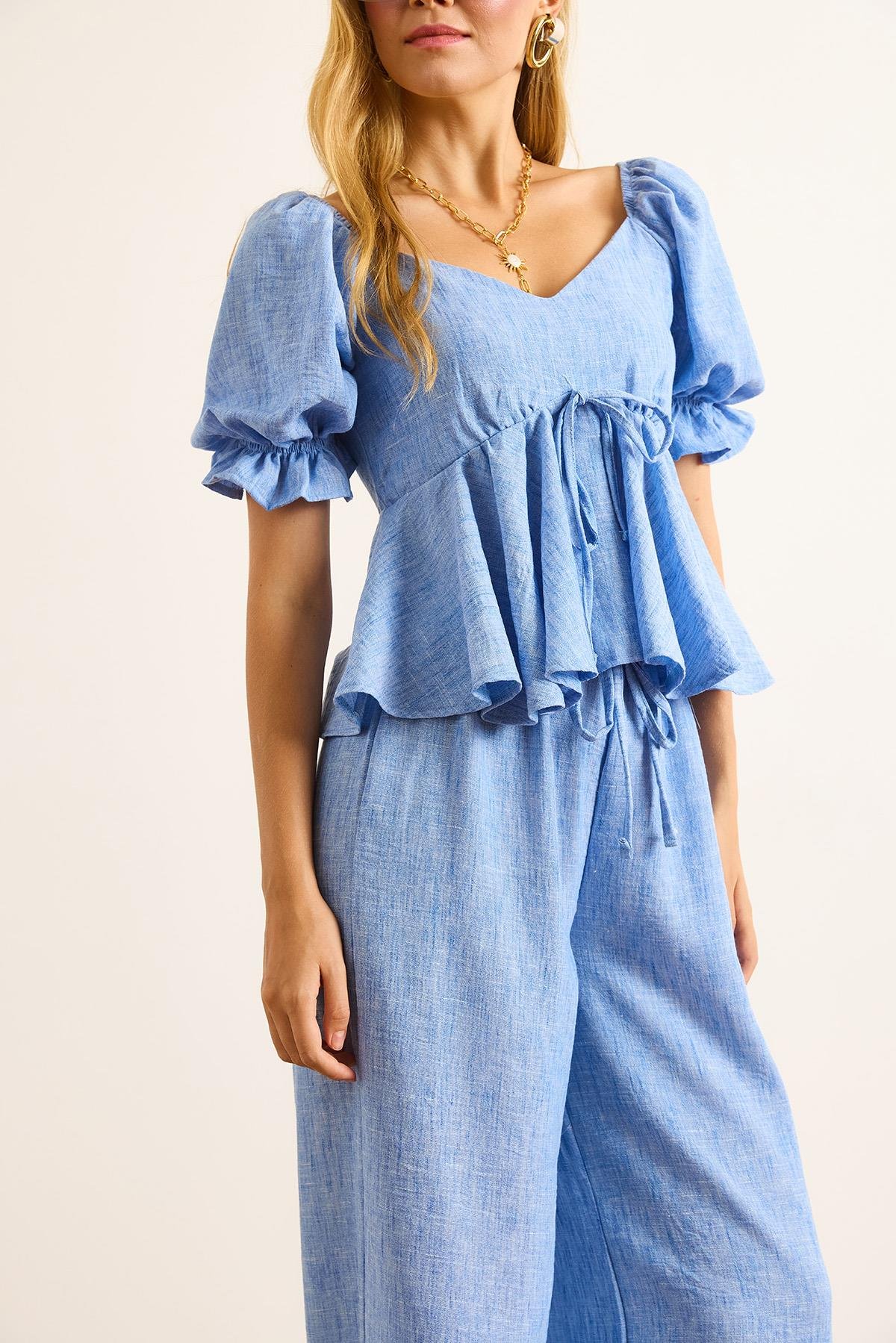 Bluz Pantolon 2 li Takım Mavi