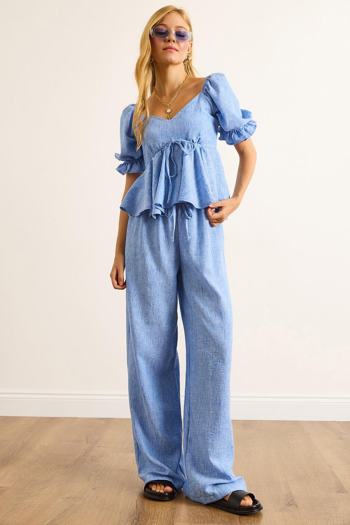 Bluz Pantolon 2 li Takım Mavi