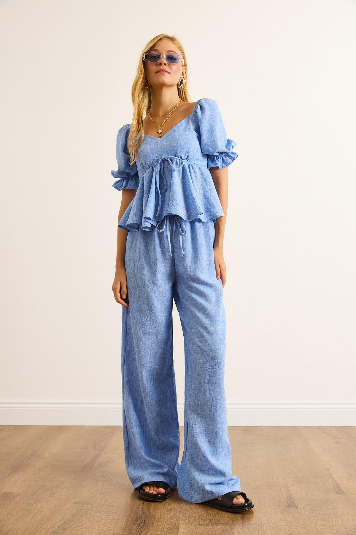 Bluz Pantolon 2 li Takım Mavi