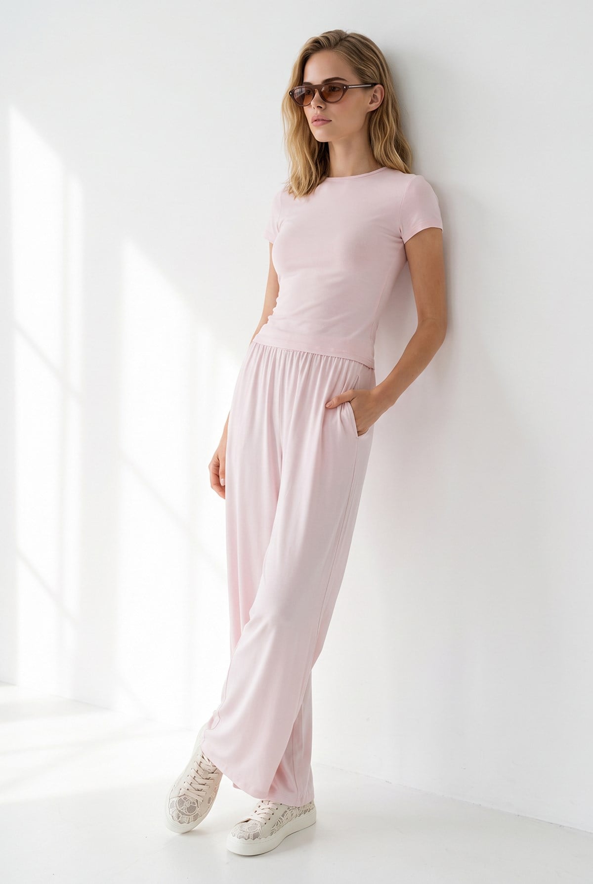 Bluz Pantolon Hırka 3 lü Örme Takım Pembe
