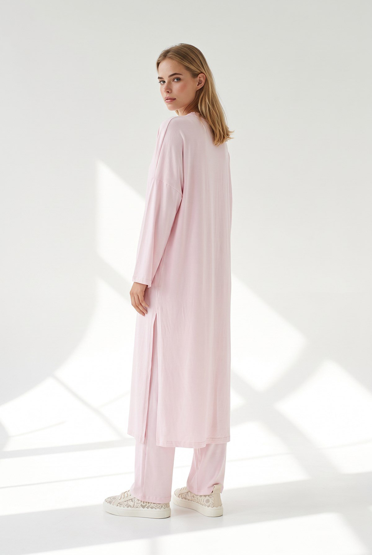 Bluz Pantolon Hırka 3 lü Örme Takım Pembe