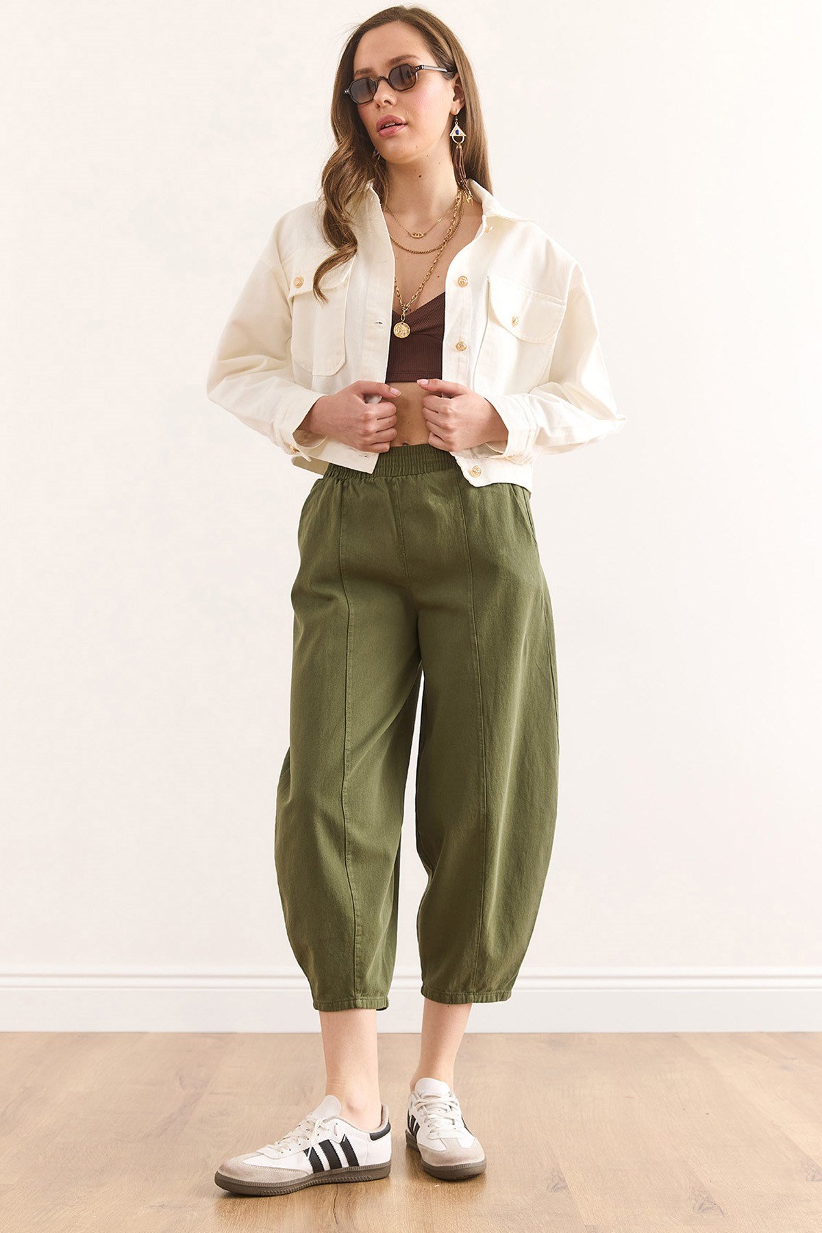 Cepli Baggy Gabardin Pantolon Haki
