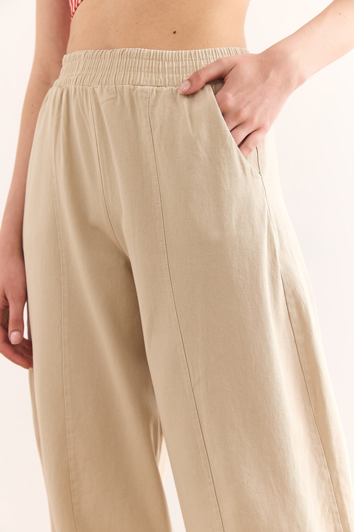 Cepli Baggy Gabardin Pantolon Taş
