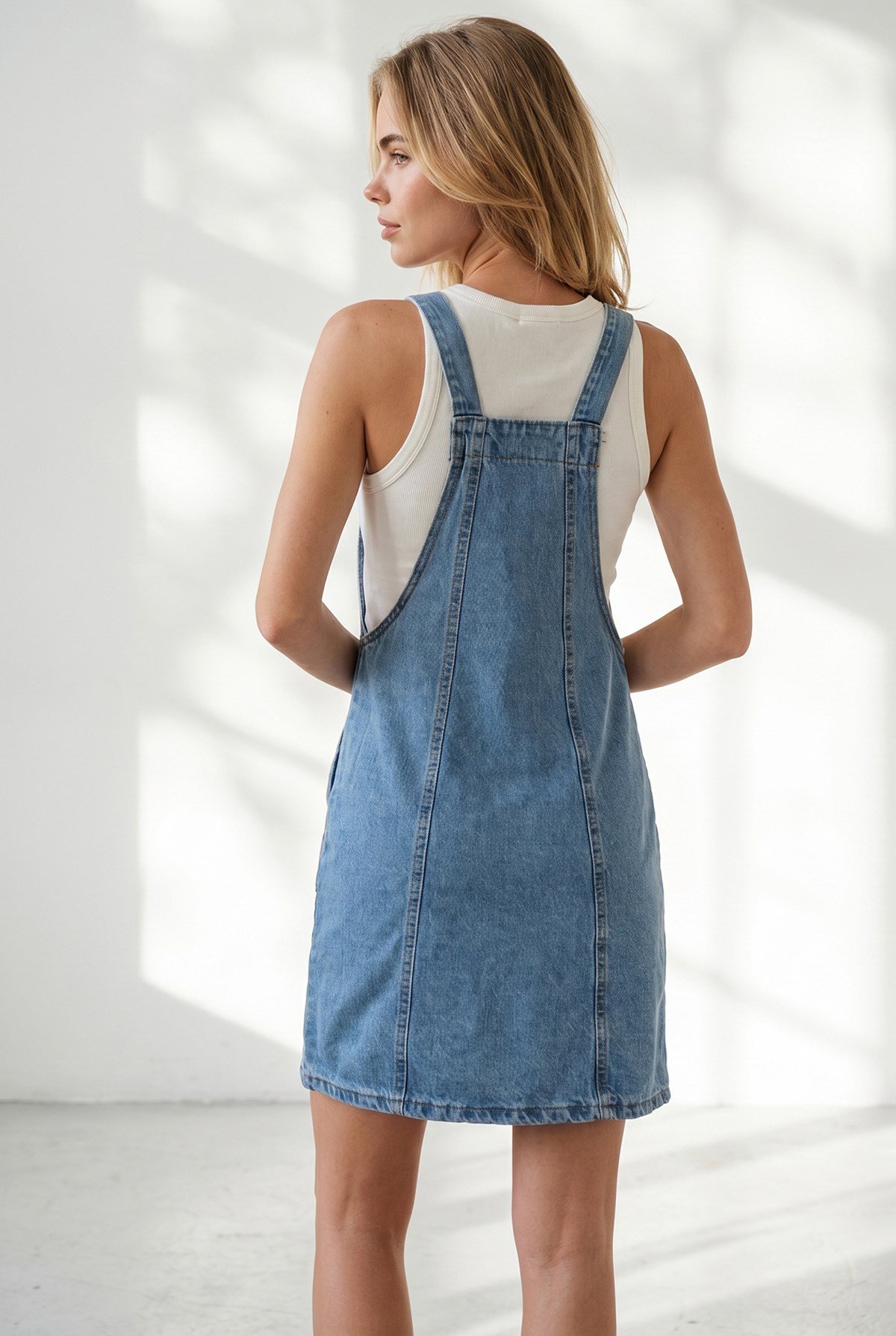 Cepli Denim Salopet Elbise Mavi