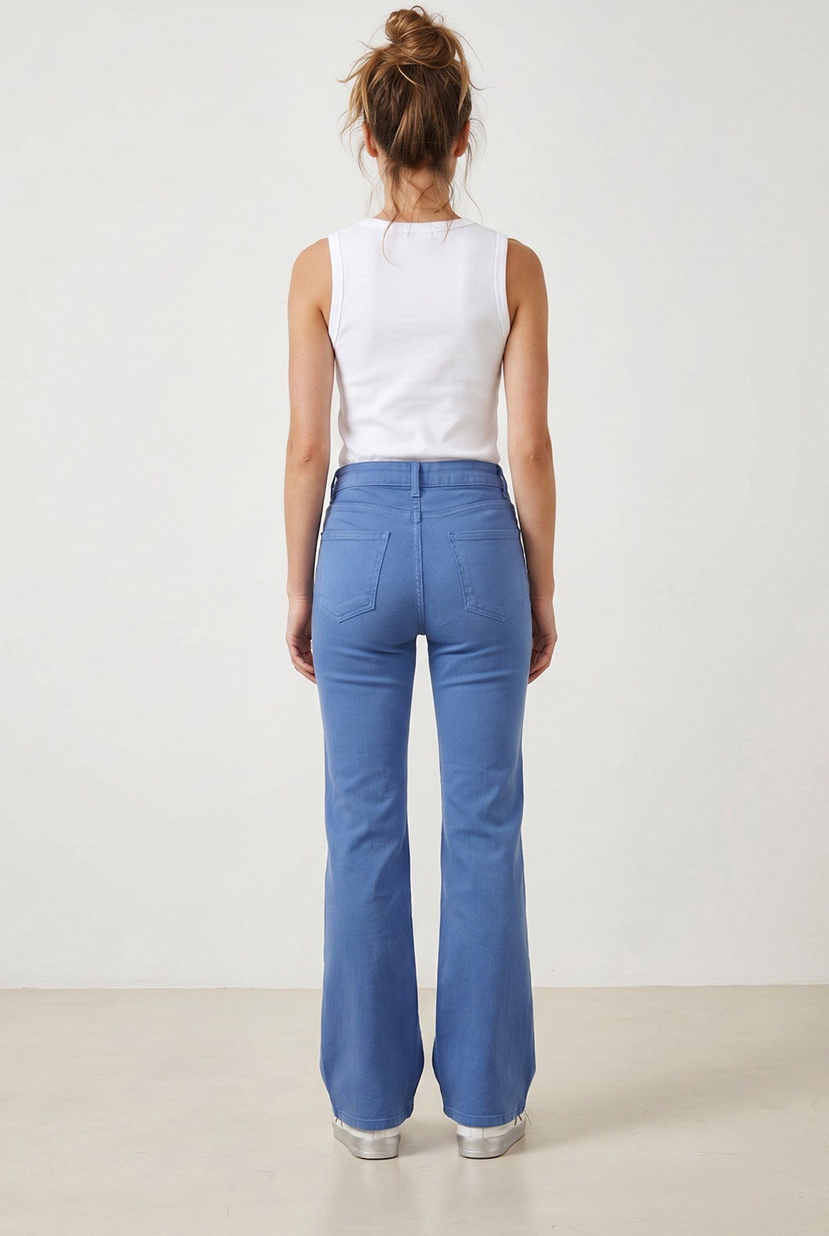 Cepli Flare Gabardin Pantolon Gök Mavi