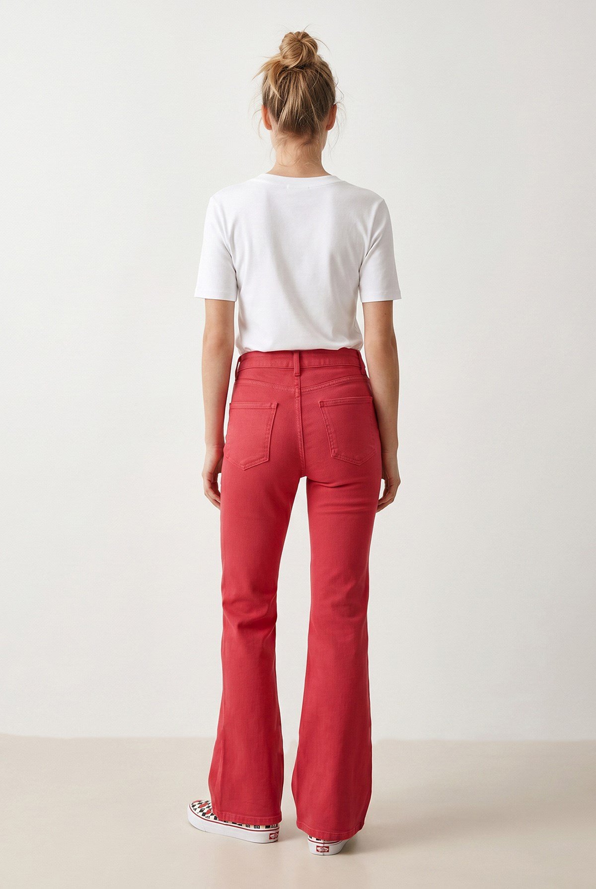 Cepli Flare Gabardin Pantolon Koyu Fuşya