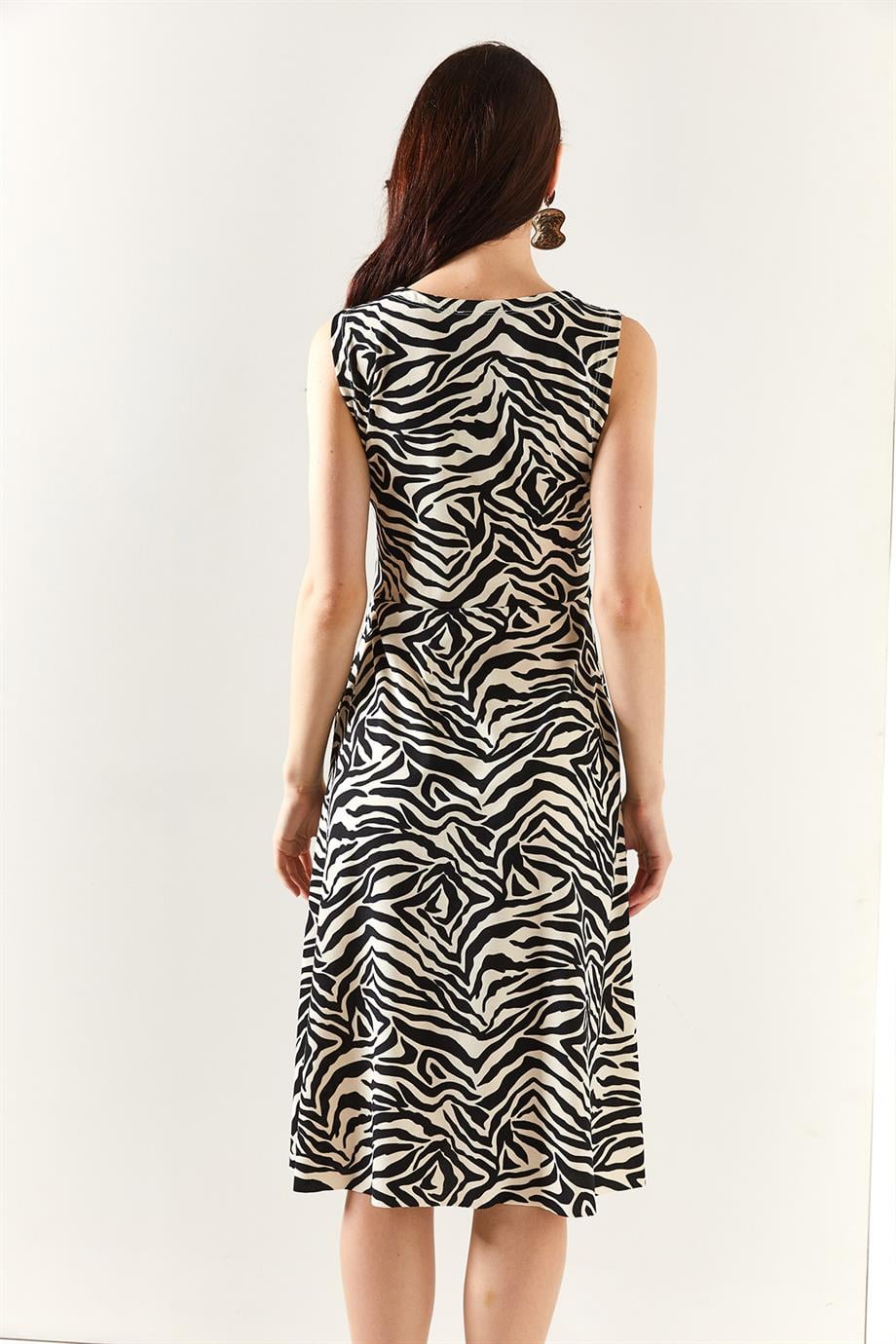 Cepli Kloş Elbise Zebra Siyah