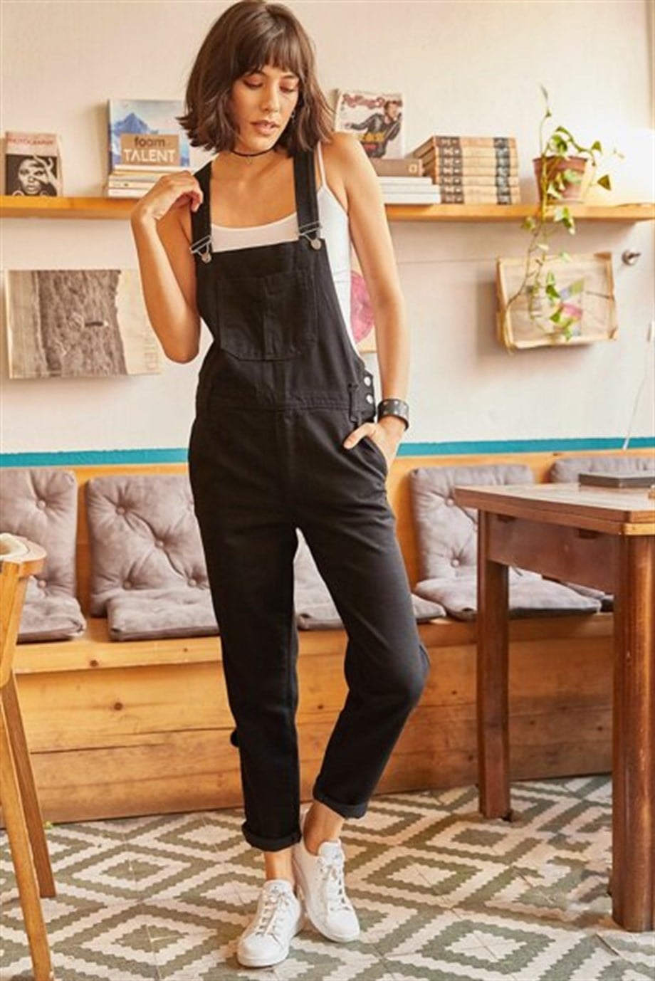 Denim Bahçıvan Salopet Siyah