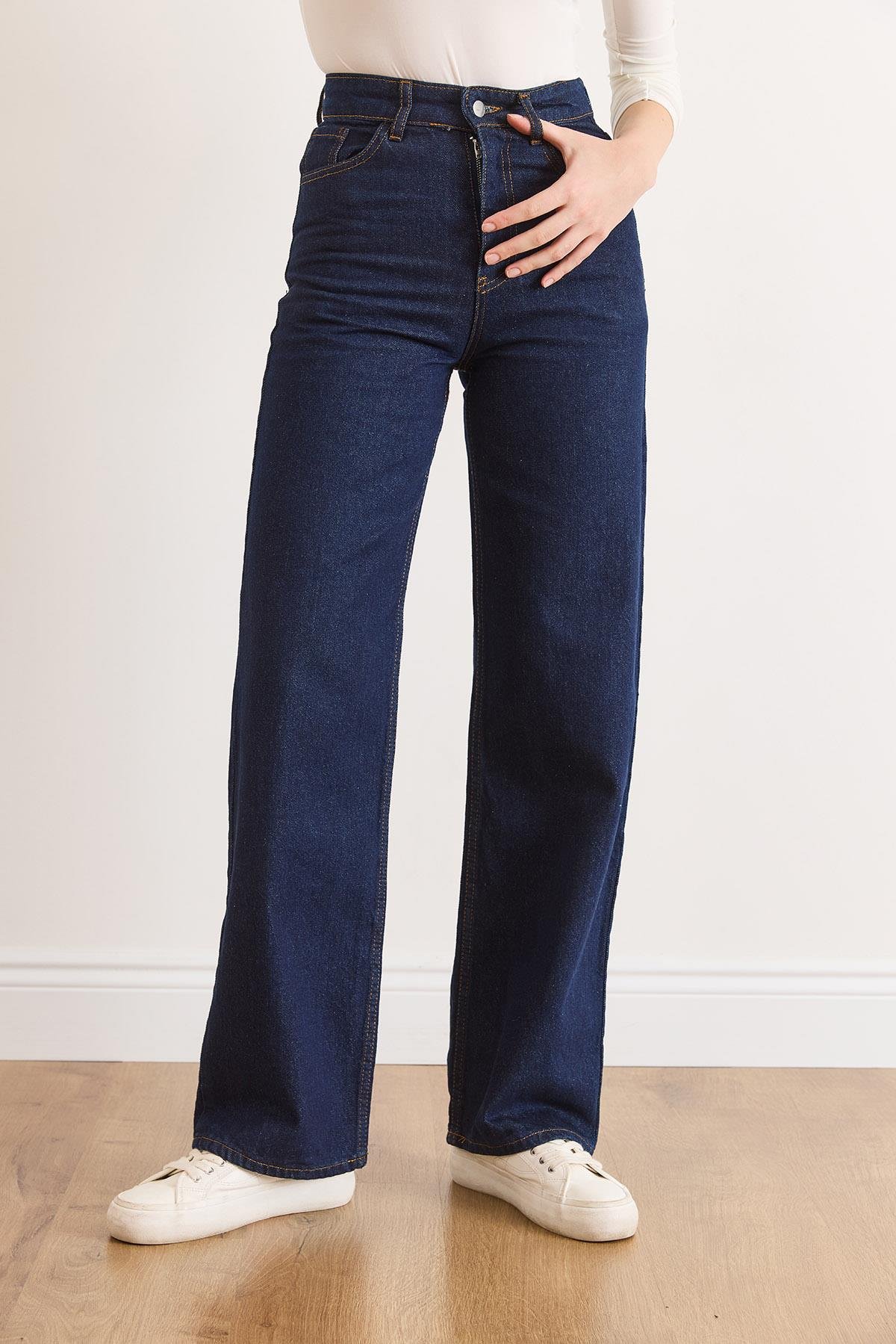 Denim Cepli Palazzo Jean Lacivert
