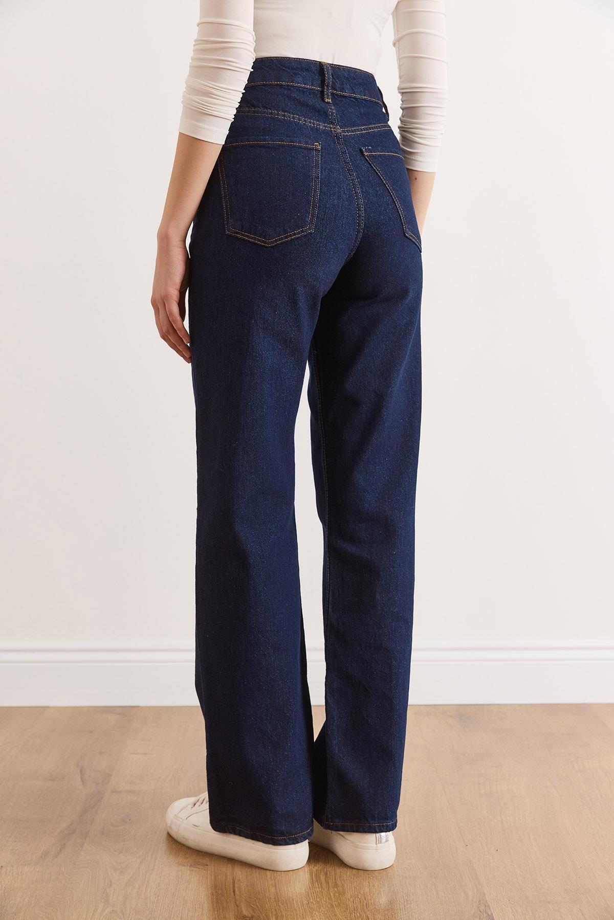 Denim Cepli Palazzo Jean Lacivert