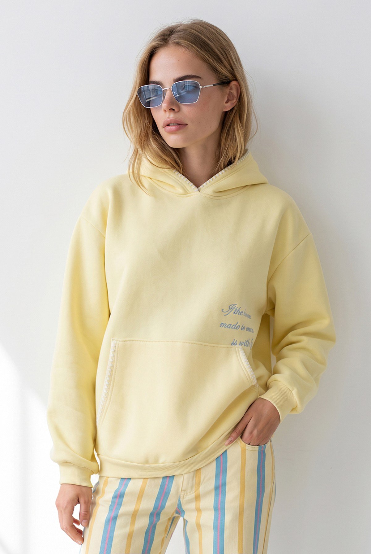 Dikiş Detaylı Yumuşak Dokulu Şardonlu Sweatshirt Sarı