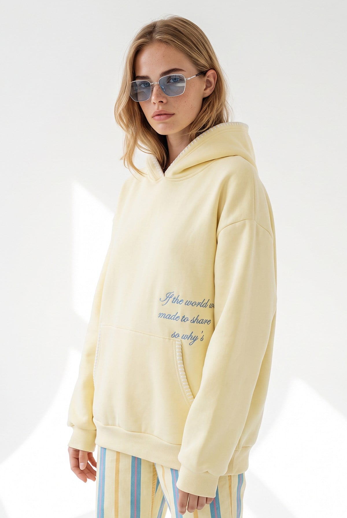 Dikiş Detaylı Yumuşak Dokulu Şardonlu Sweatshirt Sarı