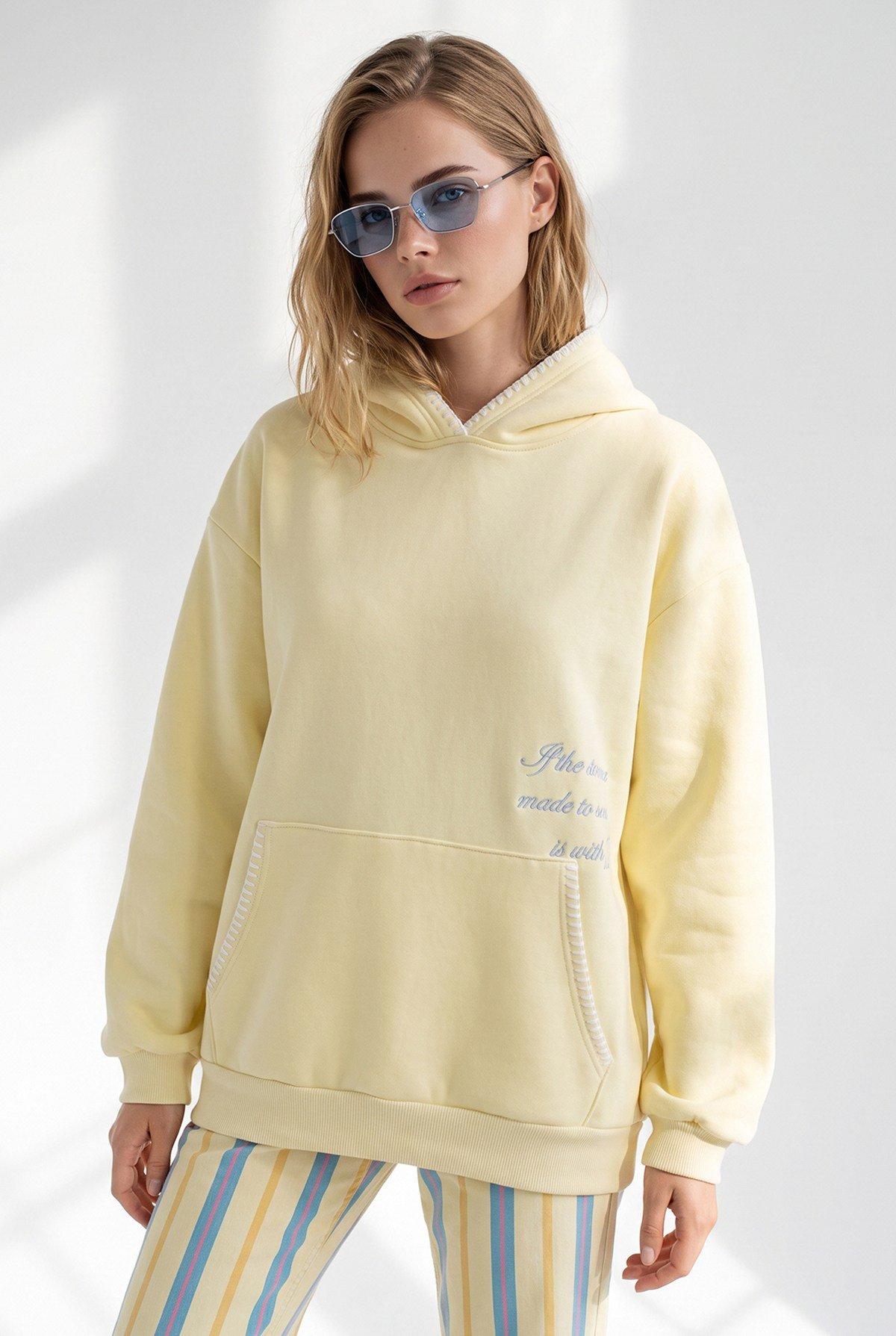 Dikiş Detaylı Yumuşak Dokulu Şardonlu Sweatshirt Sarı