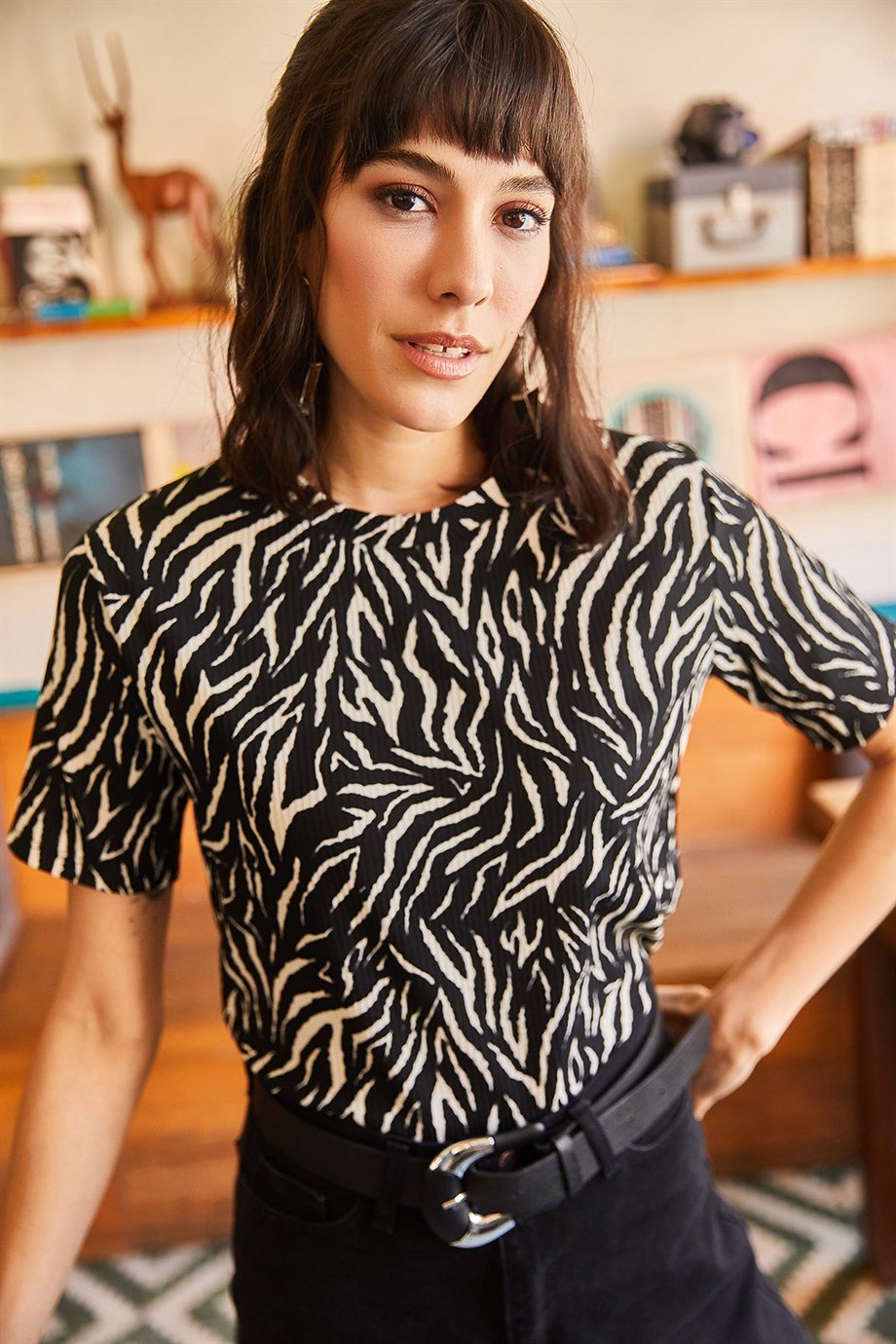 Leopar Salaş Tişört Siyah Zebra