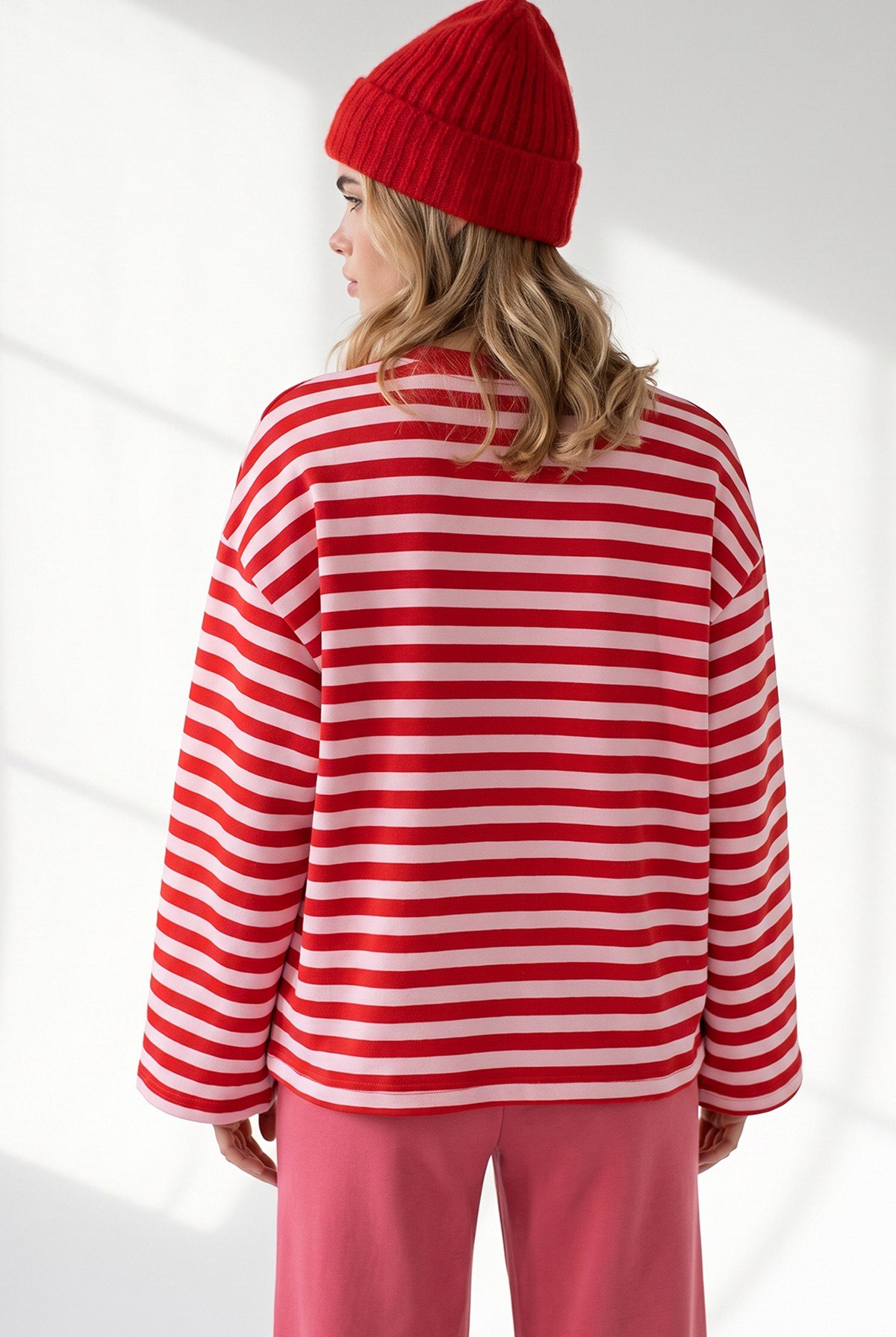 Nakış Patch Detaylı Şardonlu Kalın Sweatshirt Kırmızı